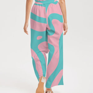 Explore the World Women's All-Over Print High-Rise Wide Leg Pants