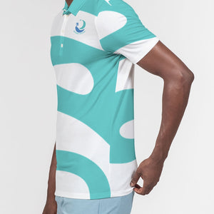 Caribbean Sky Men's All-Over Print Slim Fit Short Sleeve Polo
