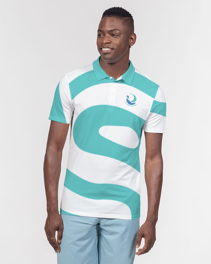 Caribbean Sky Men's All-Over Print Slim Fit Short Sleeve Polo