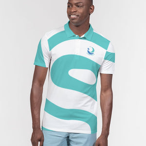 Caribbean Sky Men's All-Over Print Slim Fit Short Sleeve Polo