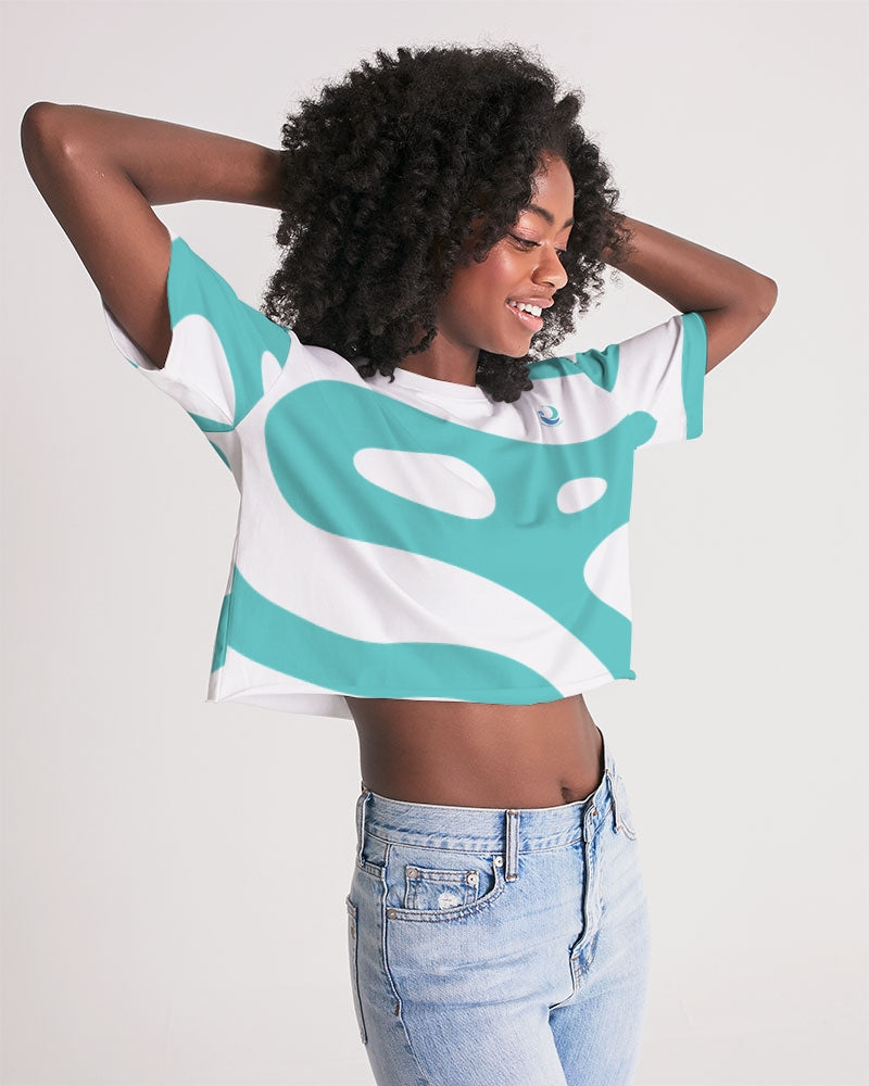 Caribbean Sky Women's All-Over Print Lounge Cropped Tee