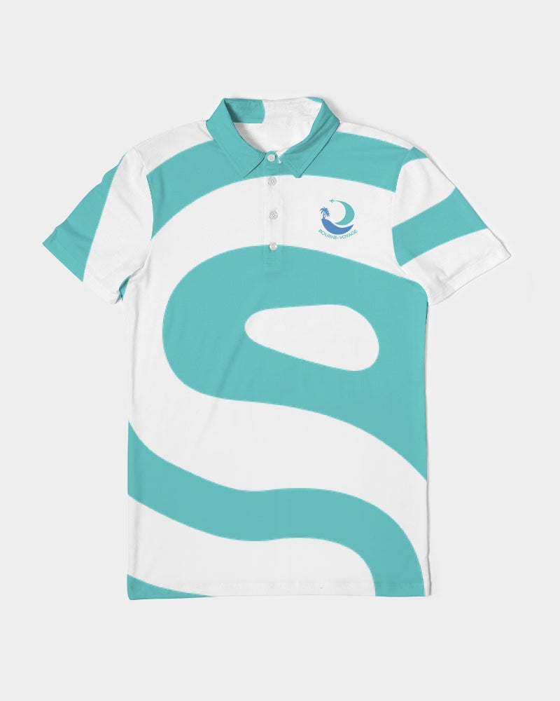 Caribbean Sky Men's All-Over Print Slim Fit Short Sleeve Polo