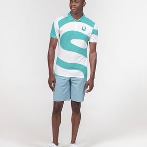 Caribbean Sky Men's All-Over Print Slim Fit Short Sleeve Polo