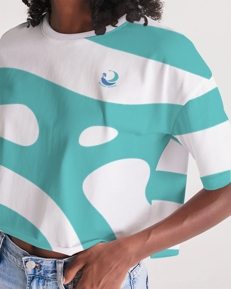 Caribbean Sky Women's All-Over Print Lounge Cropped Tee