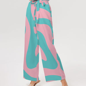 Explore the World Women's All-Over Print High-Rise Wide Leg Pants