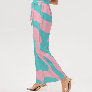 Explore the World Women's All-Over Print High-Rise Wide Leg Pants