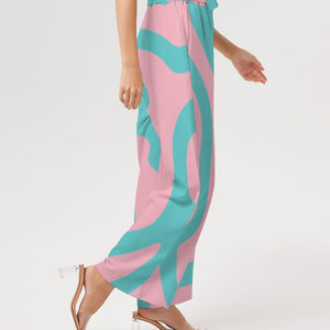 Explore the World Women's All-Over Print High-Rise Wide Leg Pants