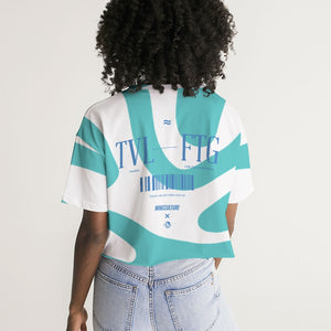 Caribbean Sky Women's All-Over Print Lounge Cropped Tee